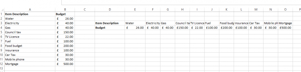 Transpose Data from a Row into a Column